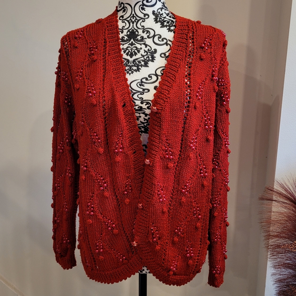 Vintage Magnolia beaded pompom cardigan